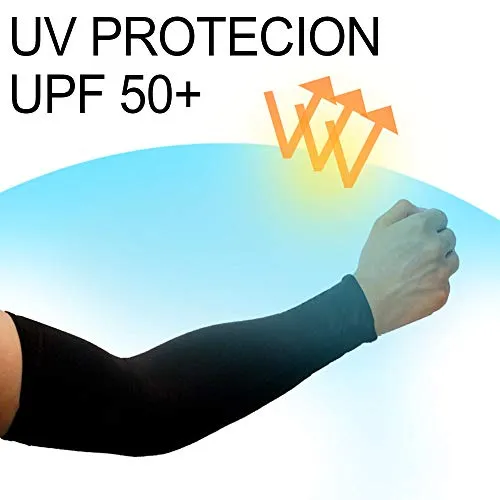 2 Pairs UV Sun Protection Cooling Arm Sleeves for Cycling, Running, Golf, Driving Sleeves for Men & Women (Black   White)