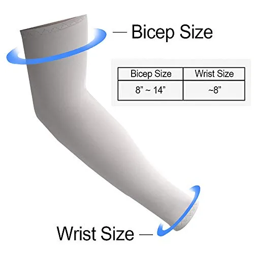 2 Pairs UV Sun Protection Cooling Arm Sleeves for Cycling, Running, Golf, Driving Sleeves for Men & Women (Black   White)