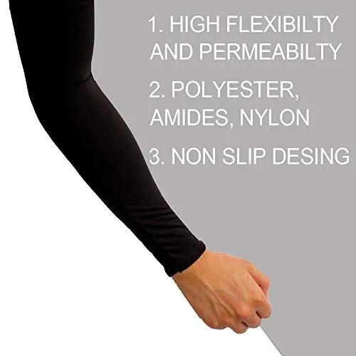 2 Pairs UV Sun Protection Cooling Arm Sleeves for Cycling, Running, Golf, Driving Sleeves for Men & Women (Black   White)