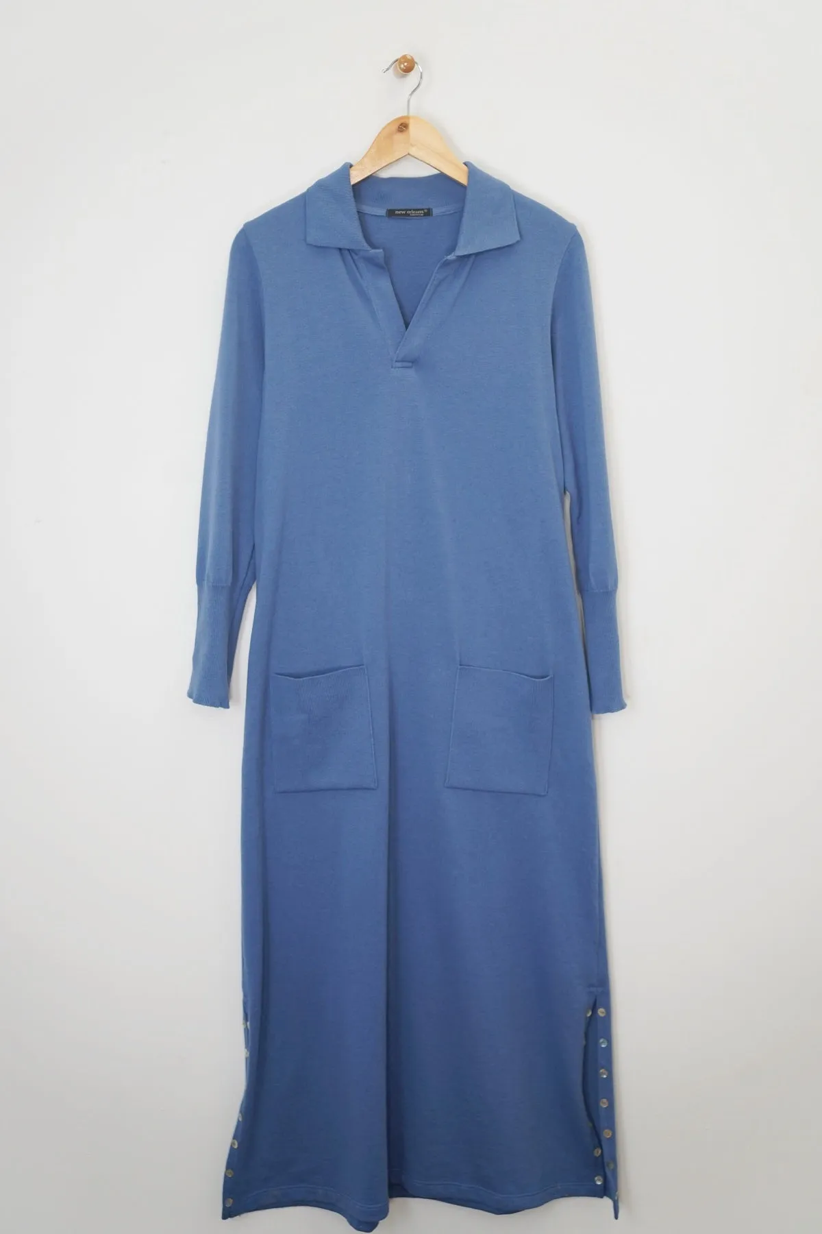 48" Long Sleeve Polo Dress with Button Cuff