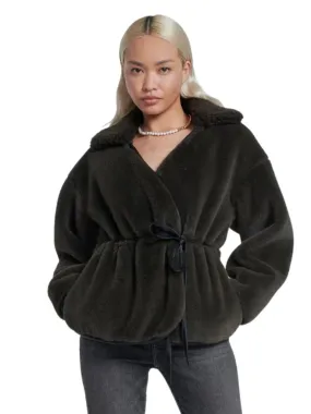 7 For All Mankind Faux Fur Wrap Coat - Kangaroo