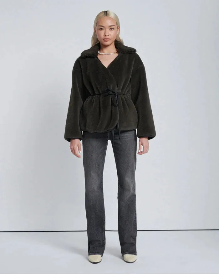 7 For All Mankind Faux Fur Wrap Coat - Kangaroo