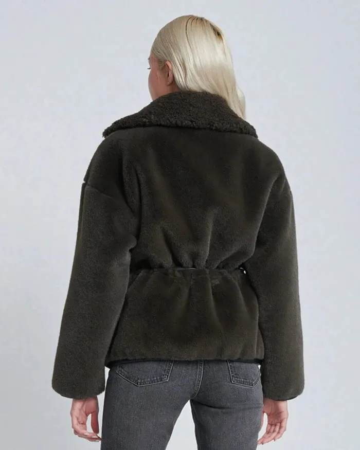 7 For All Mankind Faux Fur Wrap Coat - Kangaroo