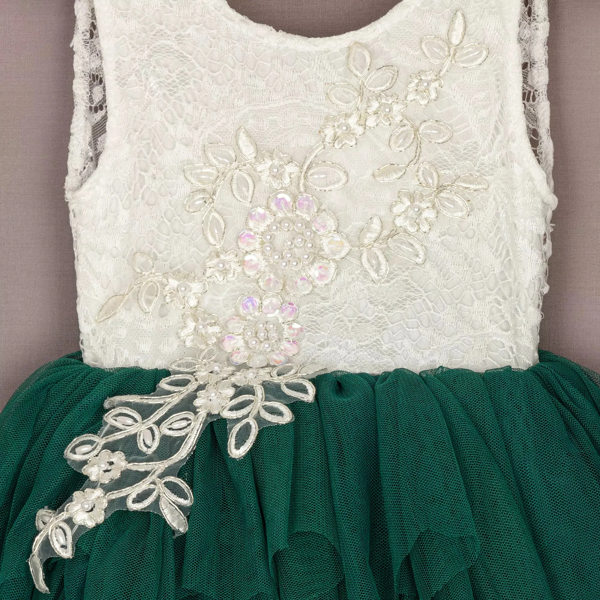 Baby Boho Dreams Dress - Hunter Green Appliqué