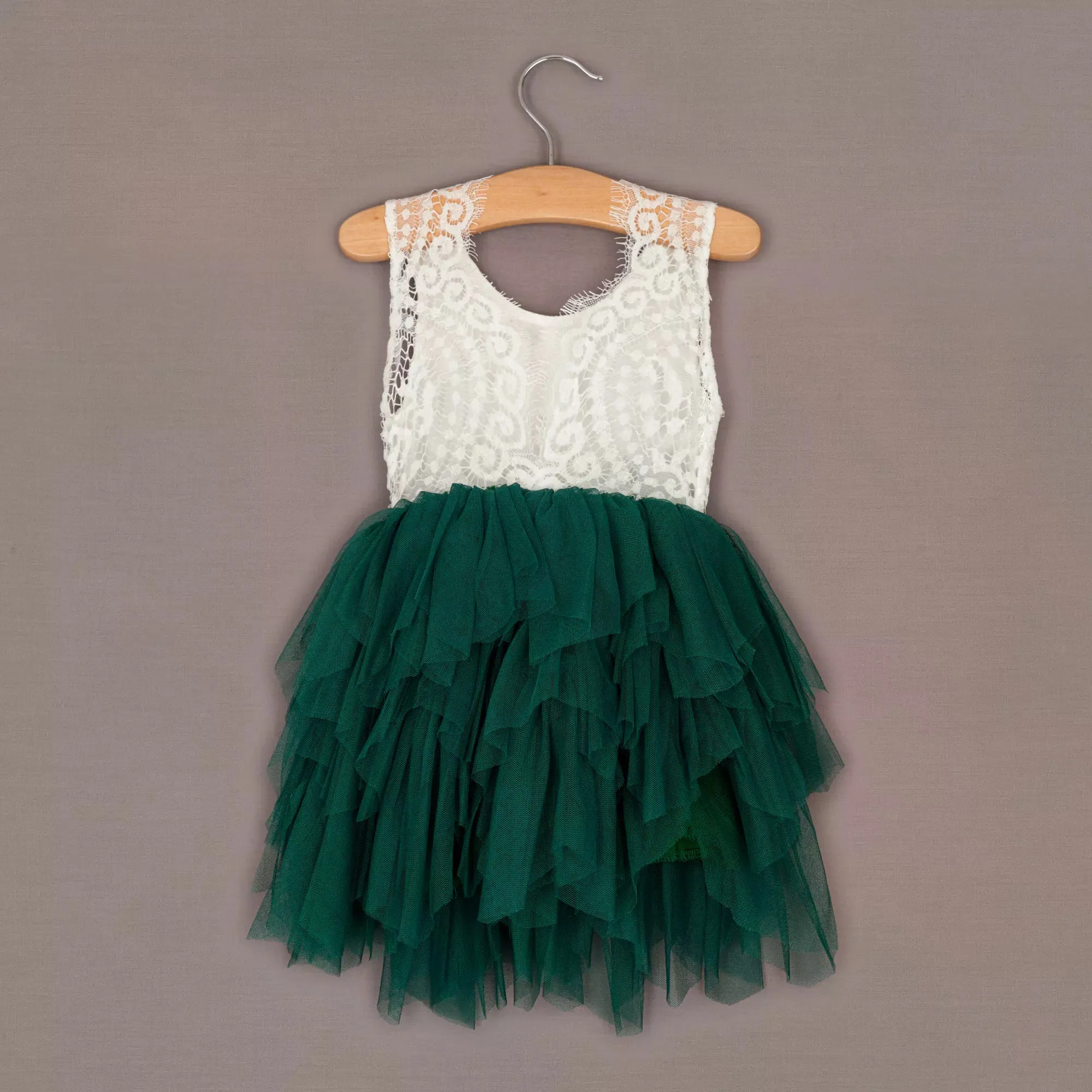 Baby Boho Dreams Dress - Hunter Green Appliqué