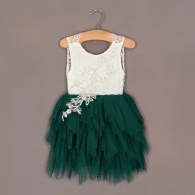 Baby Boho Dreams Dress - Hunter Green Appliqué
