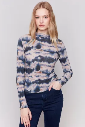 CRINKLE LS MOCK NECK TOP