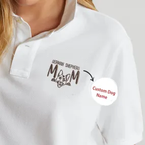Custom German Shepherd Dog Mom Embroidered Polo Shirt, Personalized Polo Shirt with Dog Name, Gifts For German Shepherd Lovers