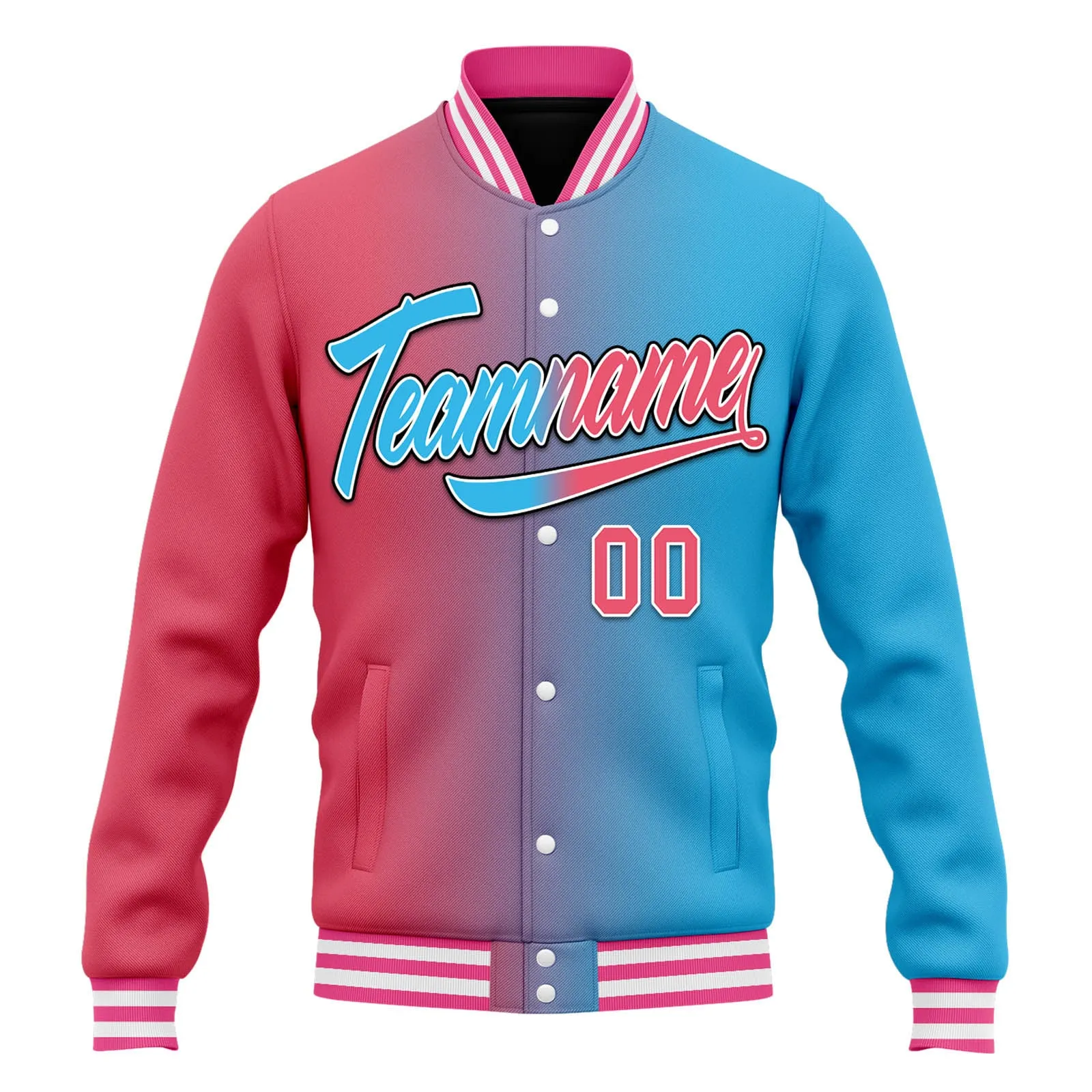 Custom Split Fashion Jacket Bomber Full-Snap Varsity Letterman Personalized Jacket FZ005-D028014-9