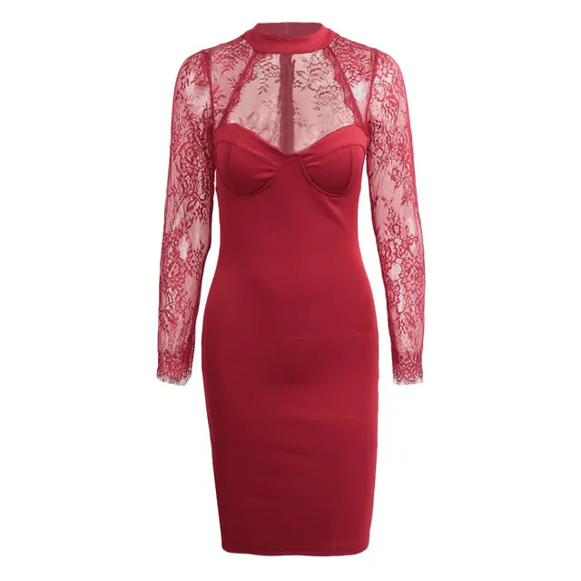 Cut Out High Neck Sheath Casual Party Dress