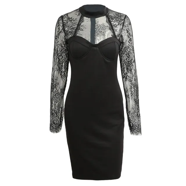 Cut Out High Neck Sheath Casual Party Dress