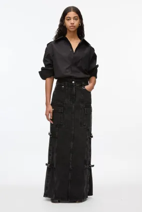 Denim Cargo Maxi Skirt