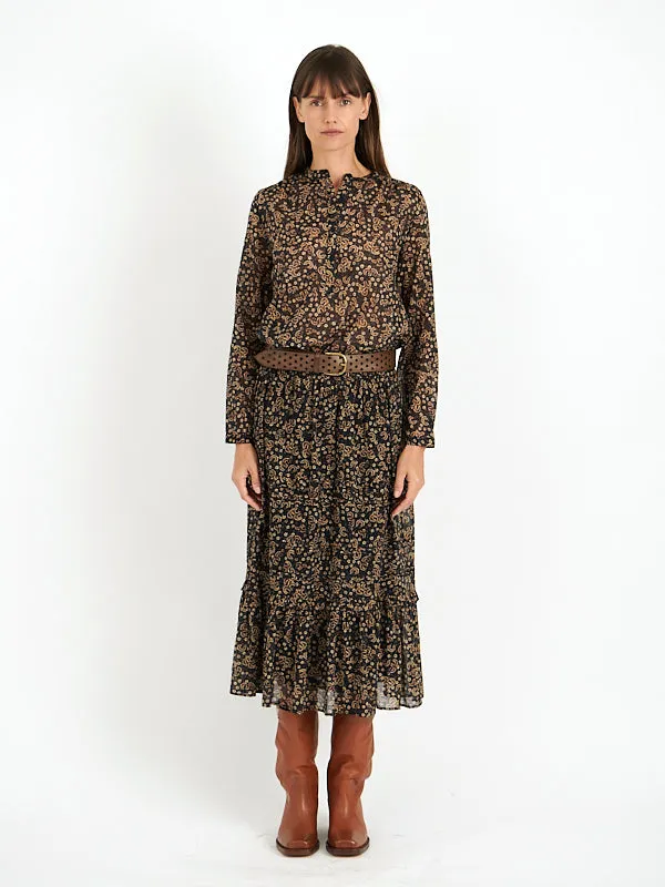 Diya Skirt in Black/Ochre