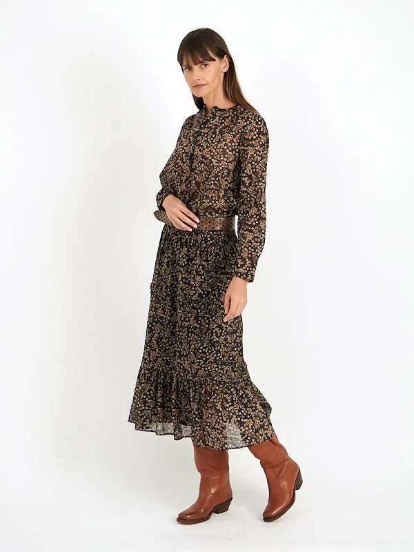 Diya Skirt in Black/Ochre