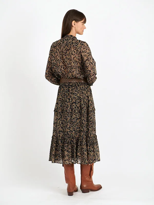 Diya Skirt in Black/Ochre
