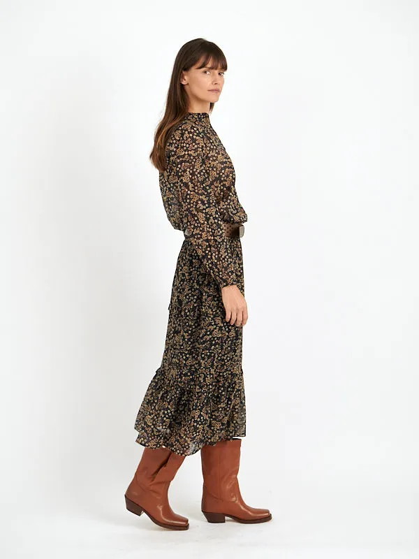Diya Skirt in Black/Ochre