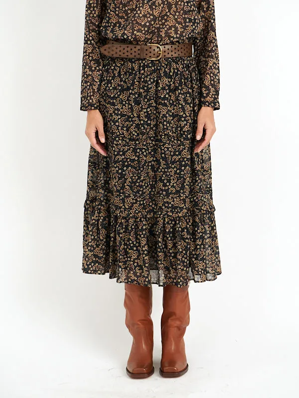Diya Skirt in Black/Ochre