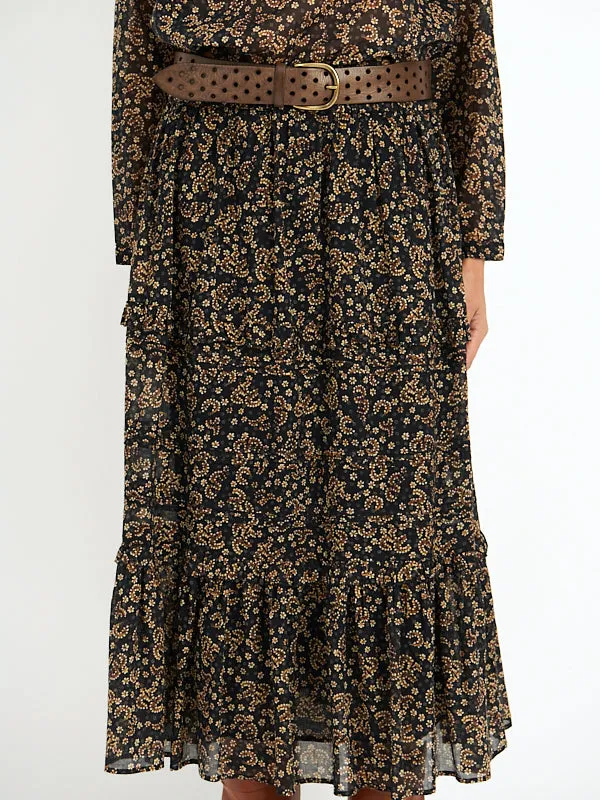 Diya Skirt in Black/Ochre