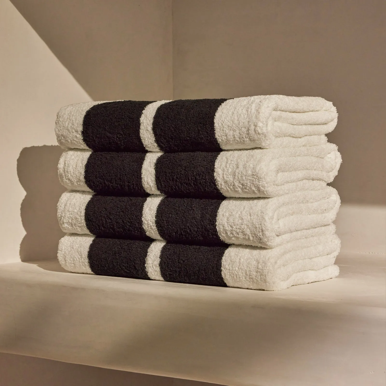 Double Stripe Beach Towel - White/Black