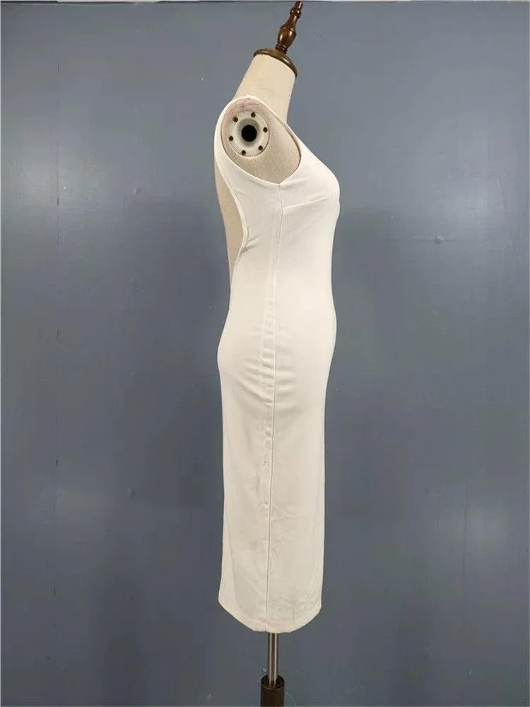 Elegance Steel Ring Bodycon Dress: Modern Sophistication
