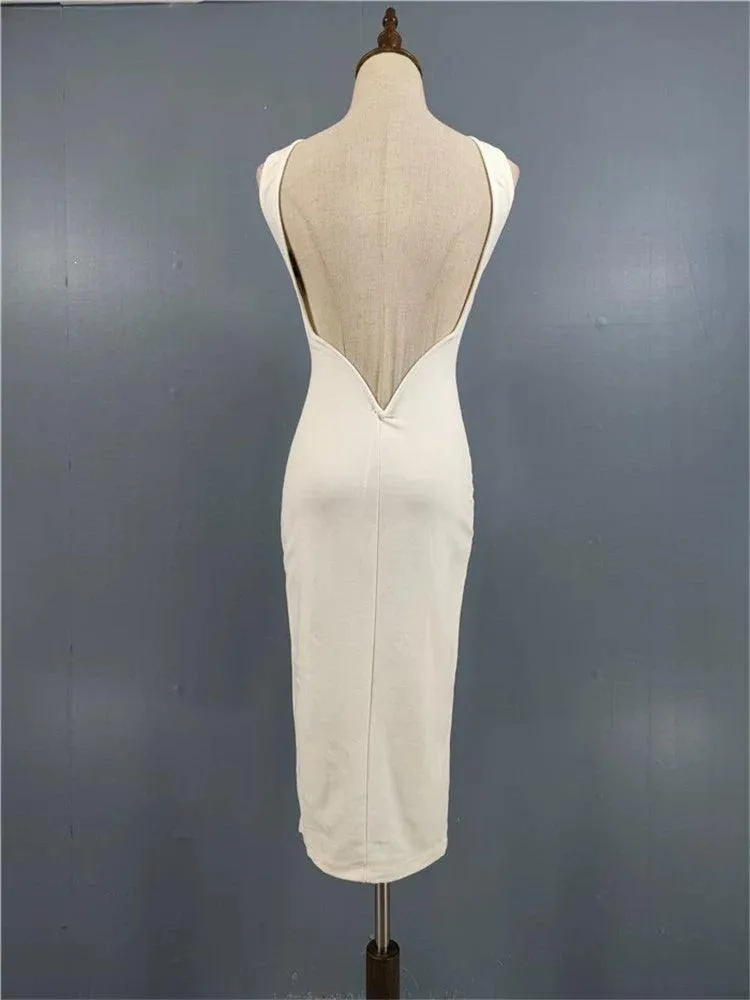 Elegance Steel Ring Bodycon Dress: Modern Sophistication