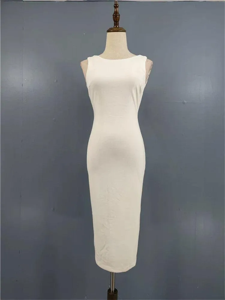 Elegance Steel Ring Bodycon Dress: Modern Sophistication