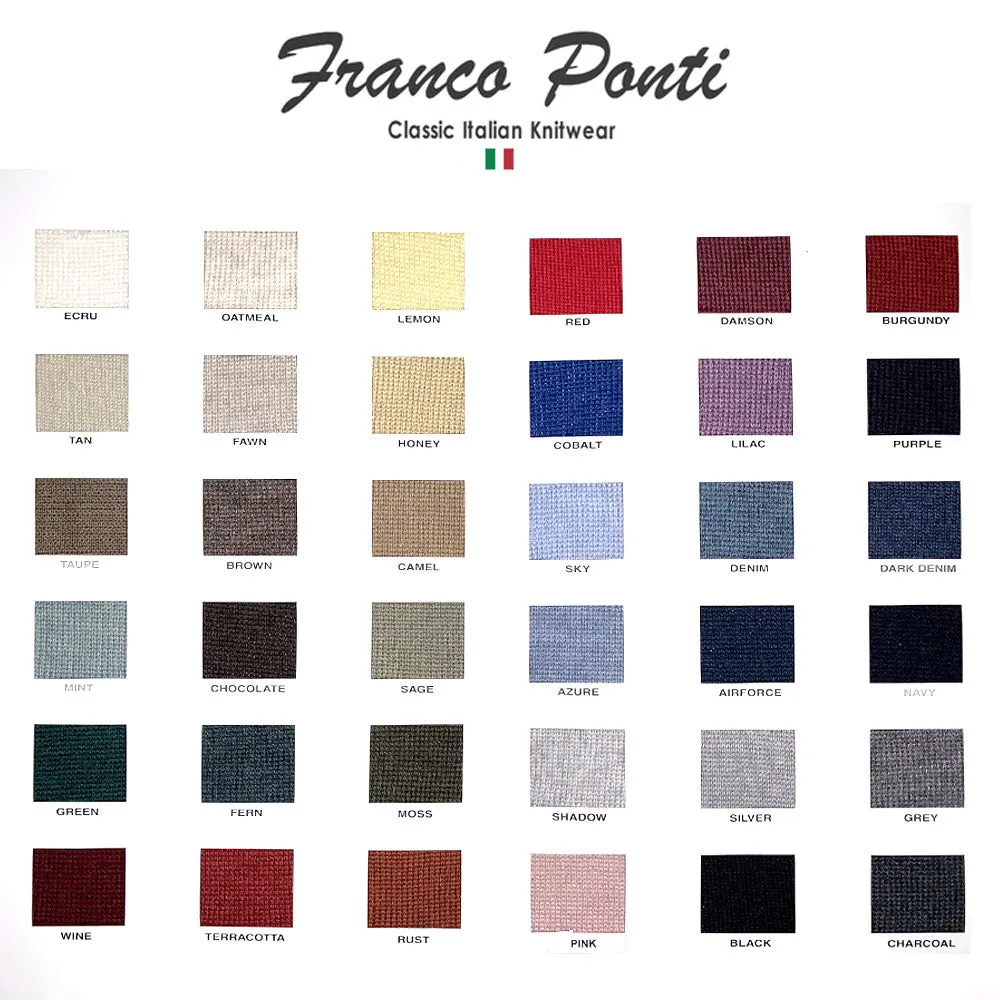 FRANCO PONTI Crew Neck - Mens Italian Merino Wool Blend - Lemon