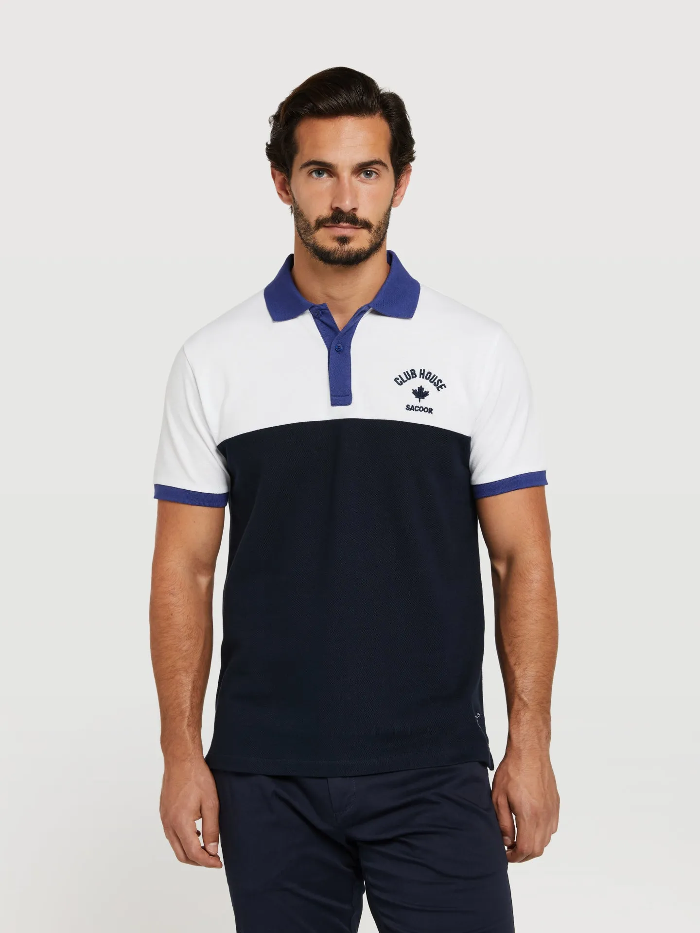 Genz collection regular fit colour-block piqué polo shirt