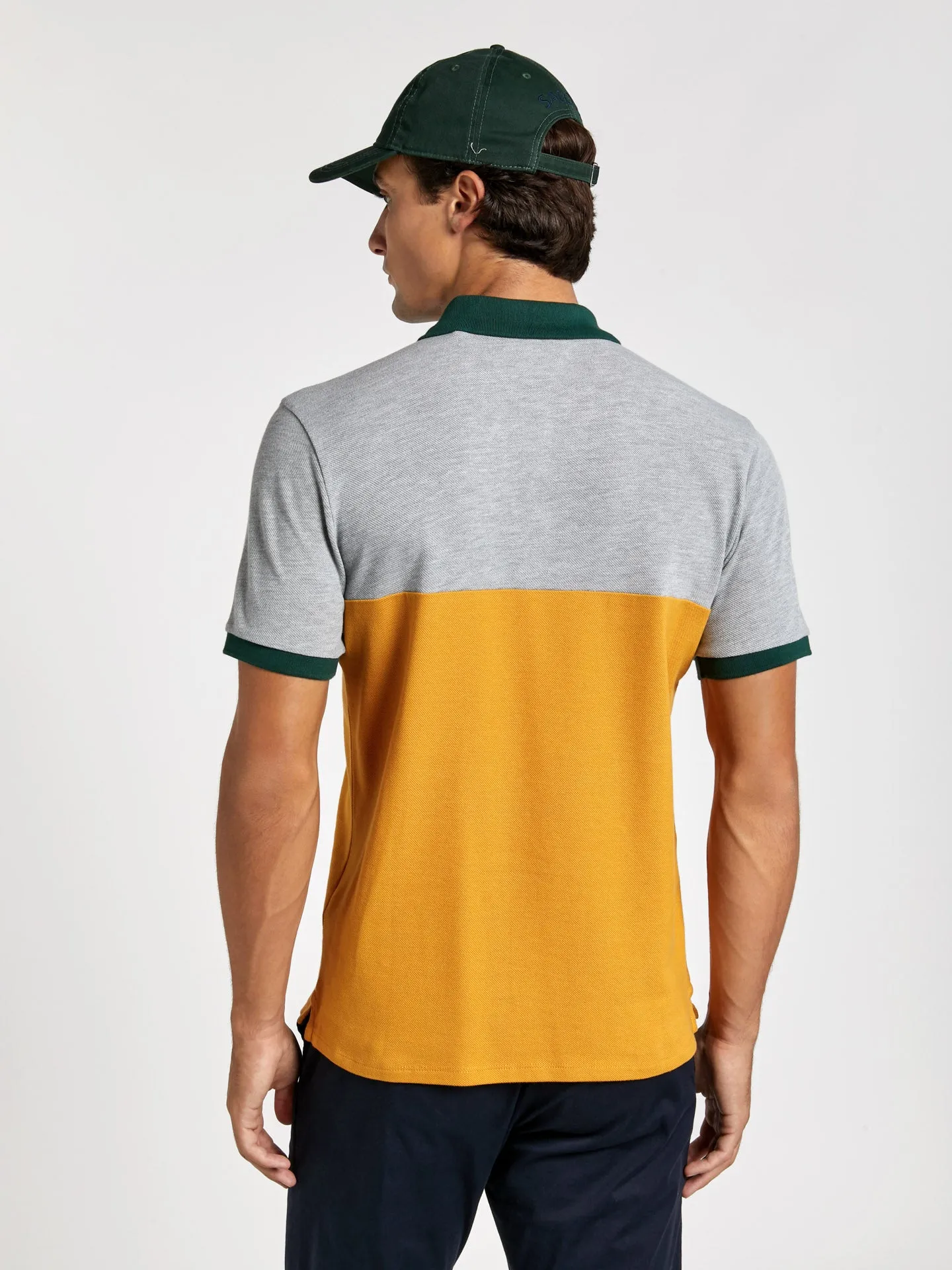 Genz collection regular fit colour-block piqué polo shirt