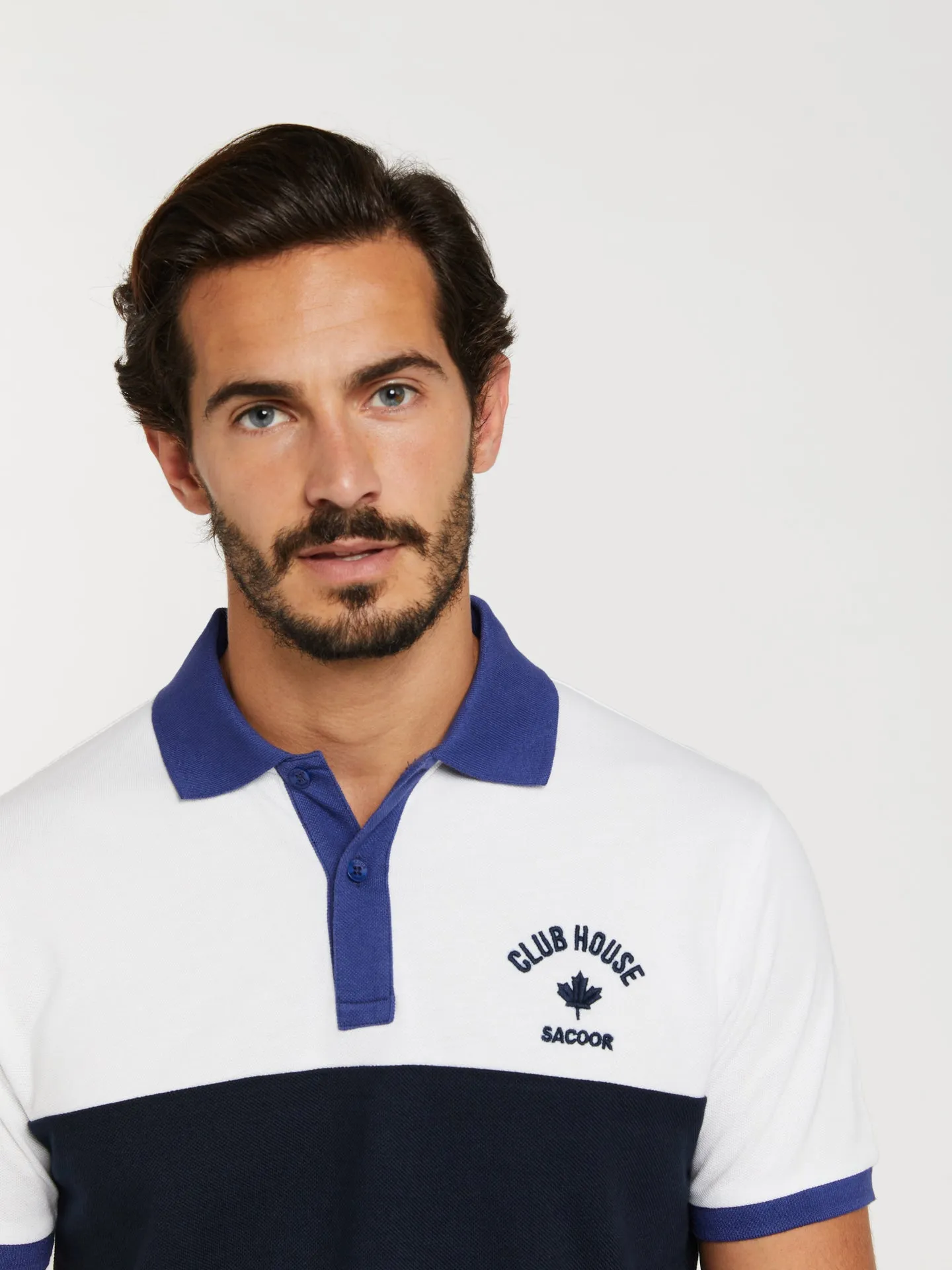 Genz collection regular fit colour-block piqué polo shirt