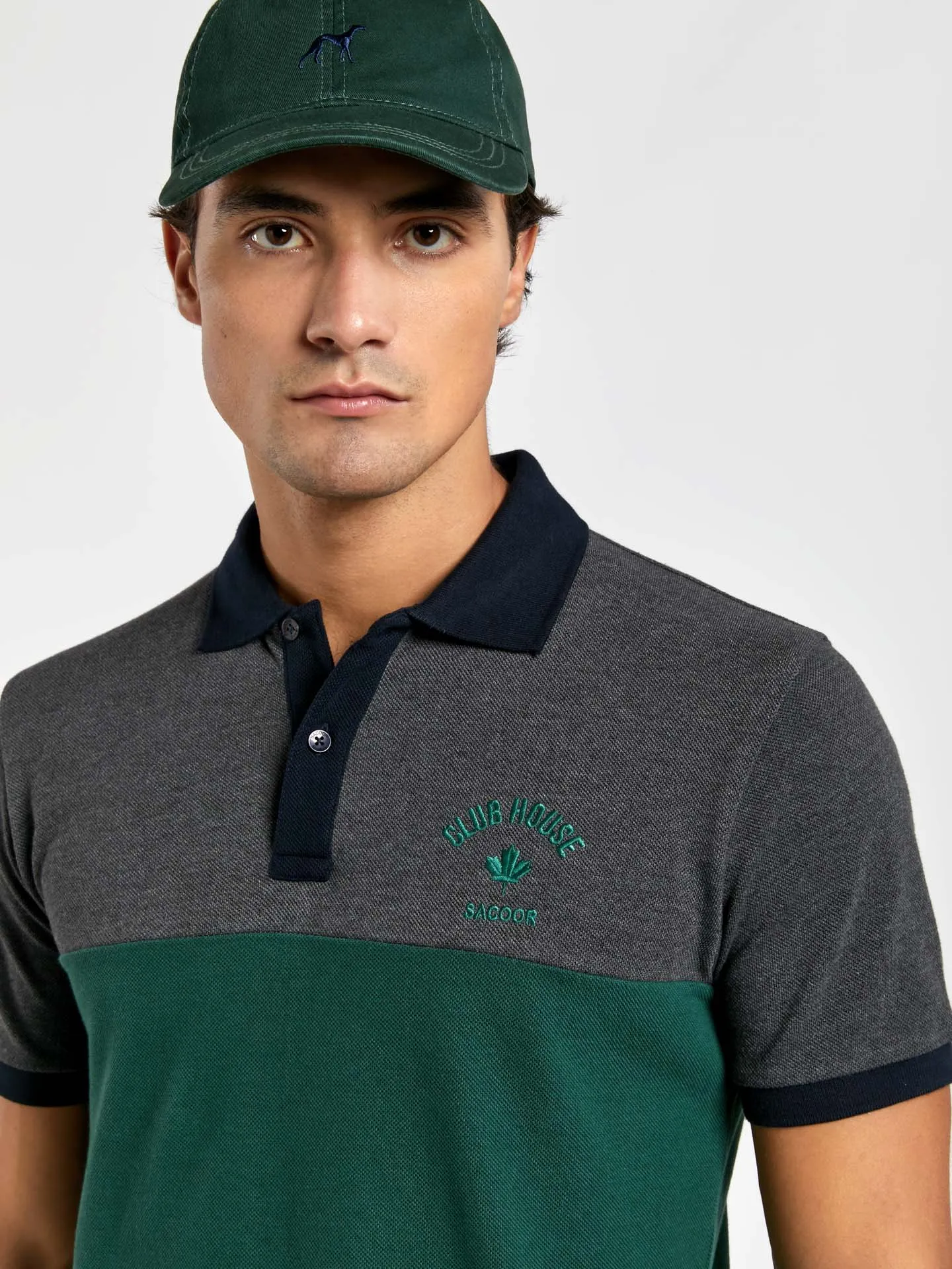 Genz collection regular fit colour-block piqué polo shirt