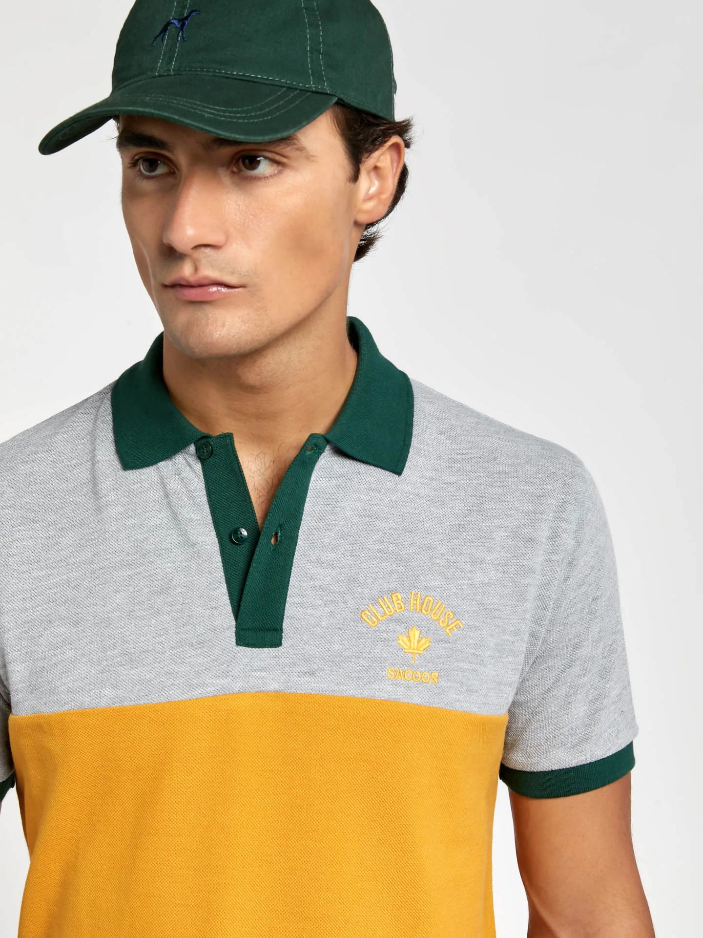Genz collection regular fit colour-block piqué polo shirt
