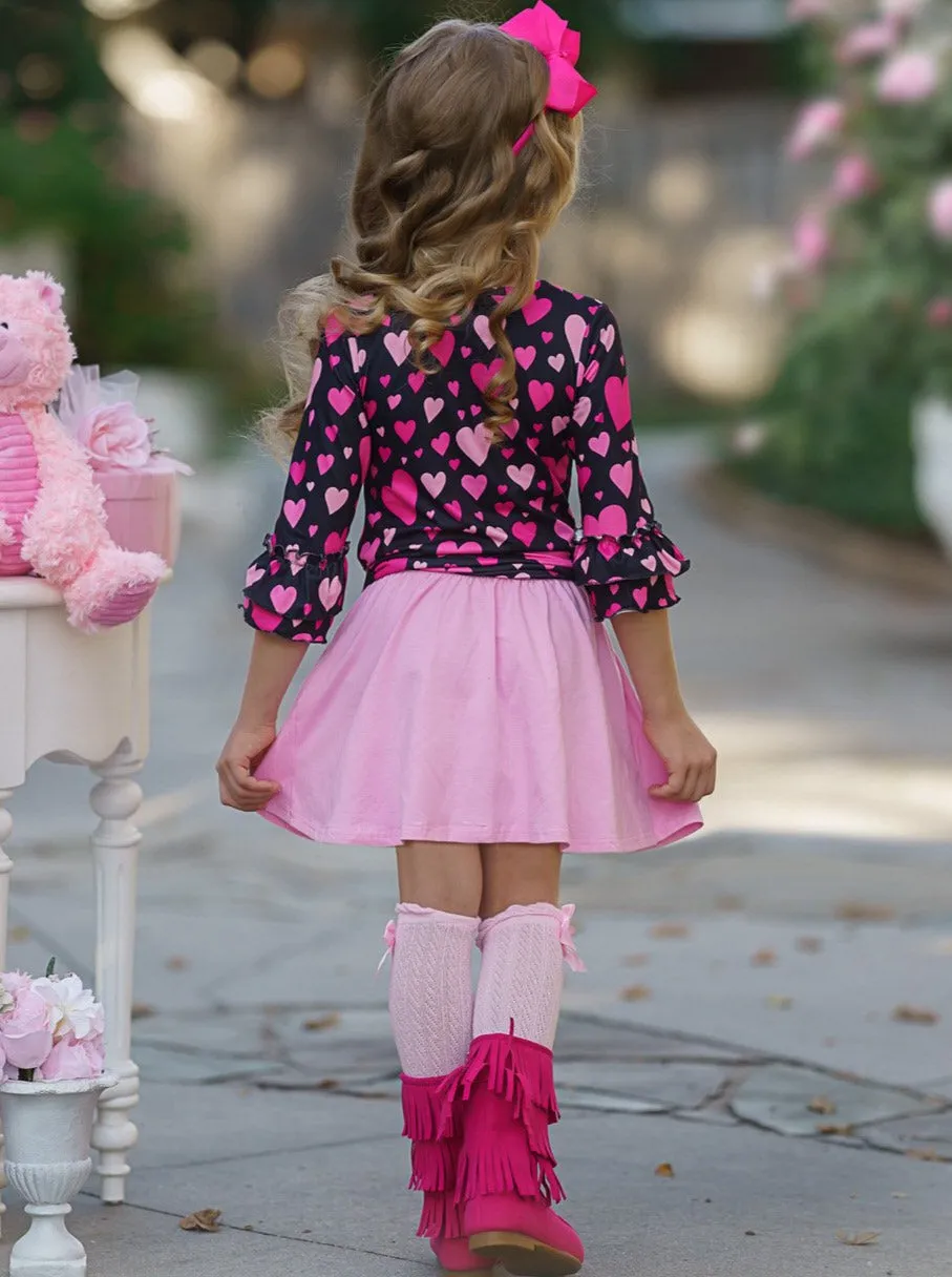 It's Raining Hearts Skirt Set