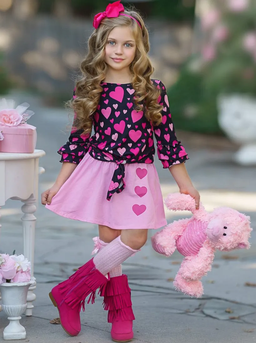 It's Raining Hearts Skirt Set