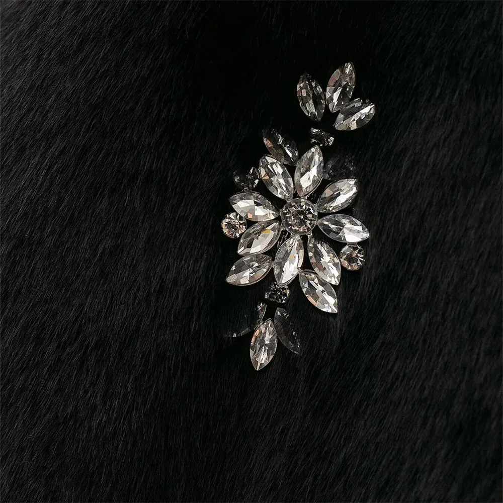 Juliana Rhinestone Embellished Faux Fur Jacket