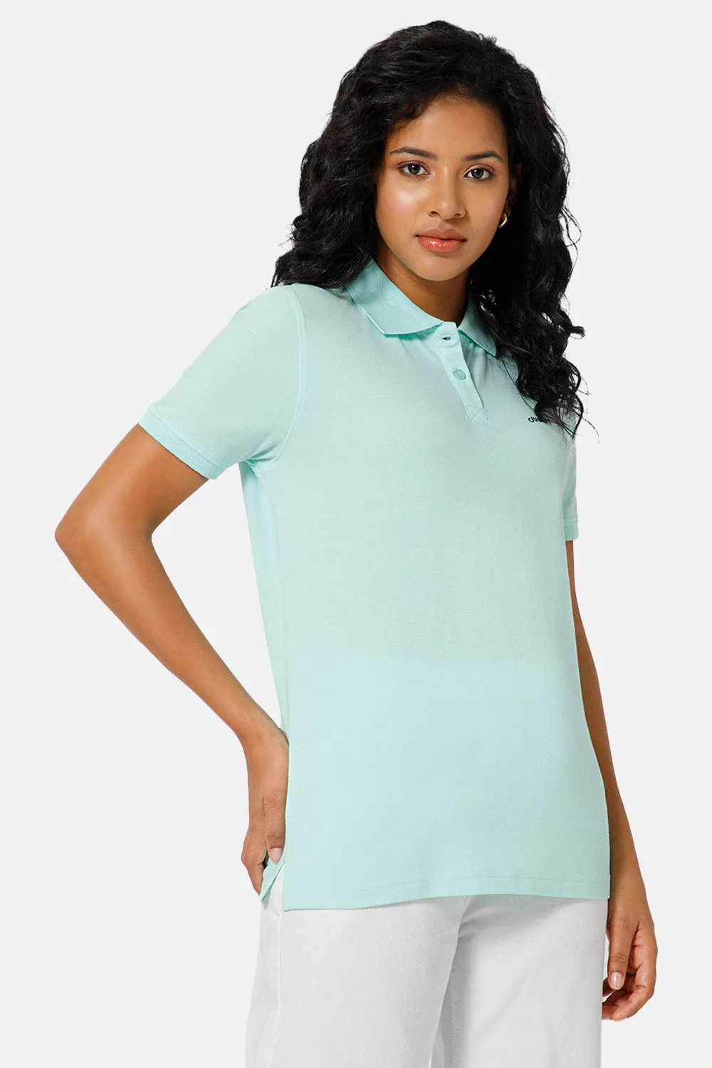 Jusperf Women Half Sleeve Polo Neck T-shirt  - Sky blue - SJD1