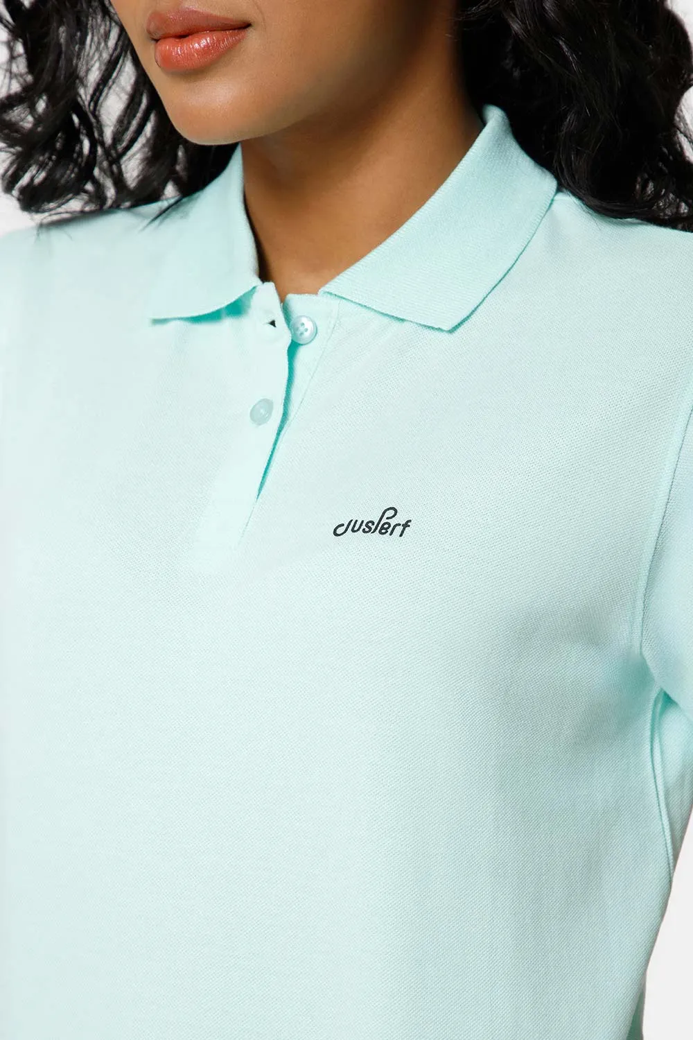 Jusperf Women Half Sleeve Polo Neck T-shirt  - Sky blue - SJD1