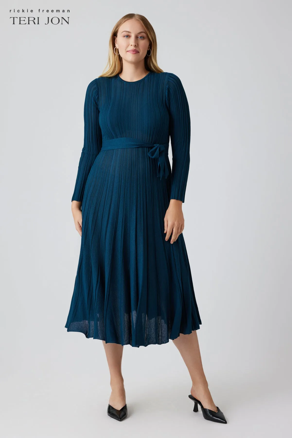 Knitted Pintuck Midi Dress