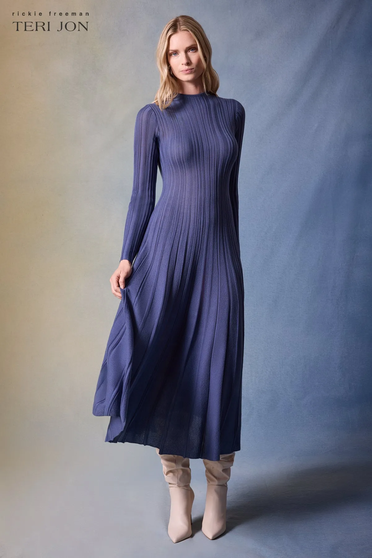 Knitted Pintuck Midi Dress