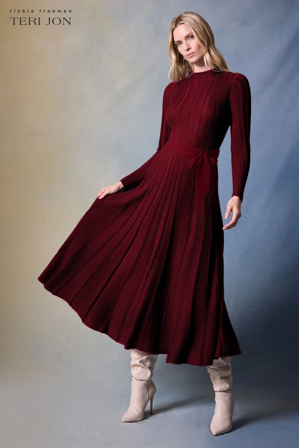 Knitted Pintuck Midi Dress