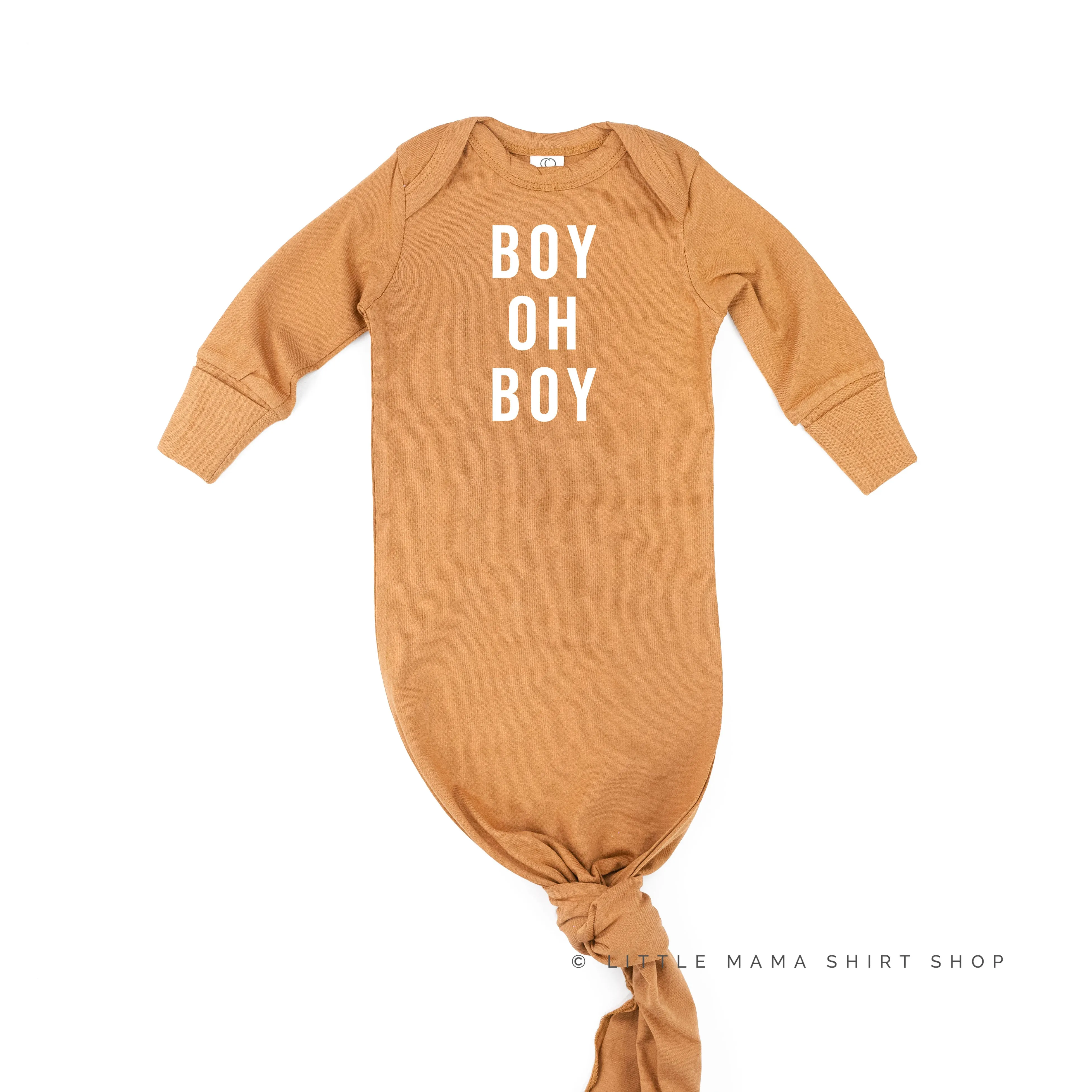 KNOTTED GOWN - Organic Cotton - CAMEL w/ White - MULTIPLE DESIGNS