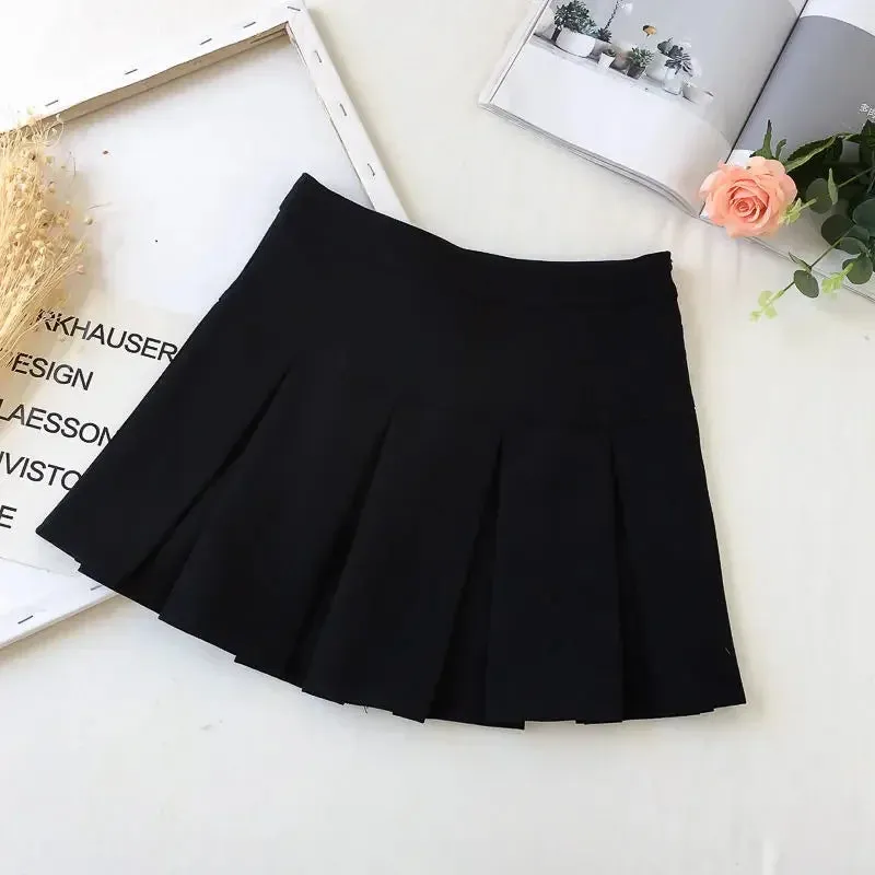 Korean Fashion Gray Pleated Skirt Women Vintage Cute High Waist Sexy Mini Skirts Kawaii Preppy Style Summer Streetwear