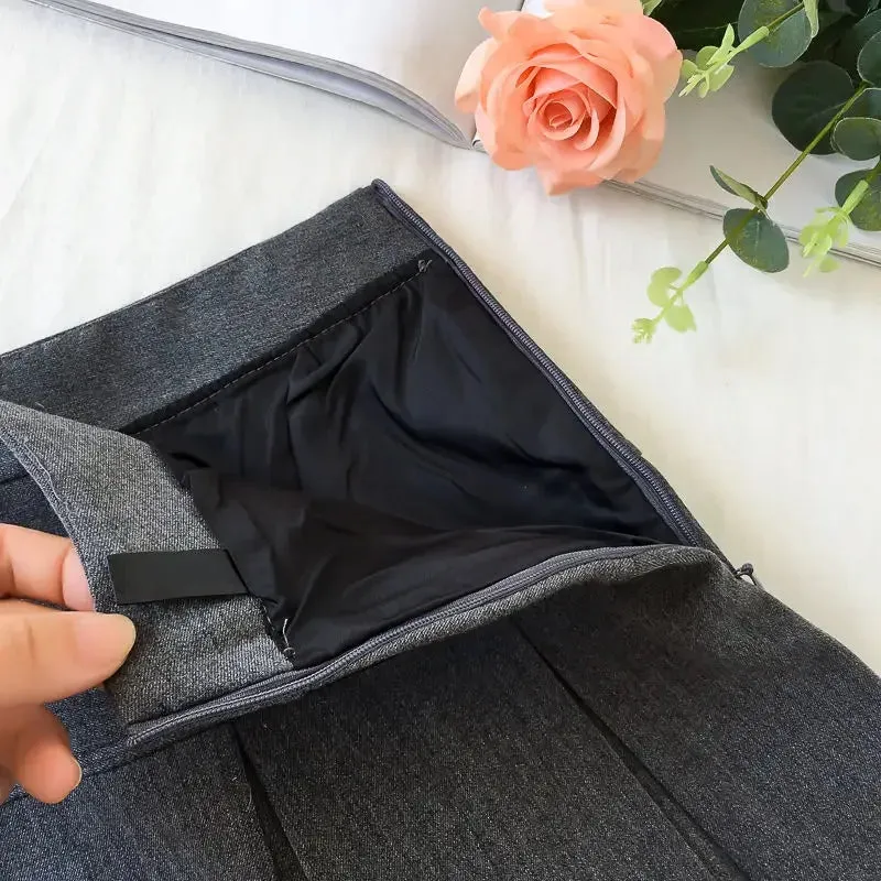 Korean Fashion Gray Pleated Skirt Women Vintage Cute High Waist Sexy Mini Skirts Kawaii Preppy Style Summer Streetwear