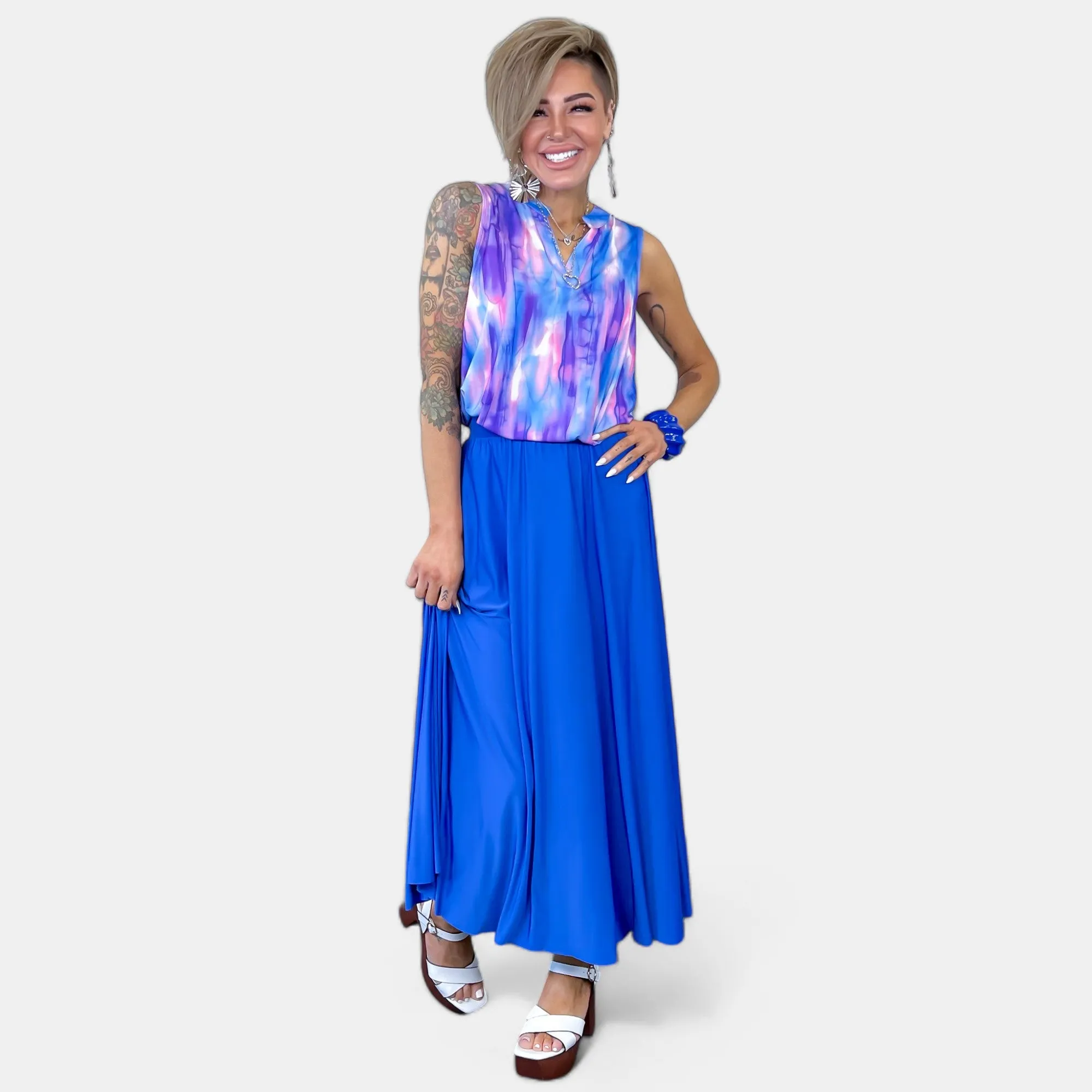 Lavender Blue Abstract Lizzy Tank Top [NO RETURNS]