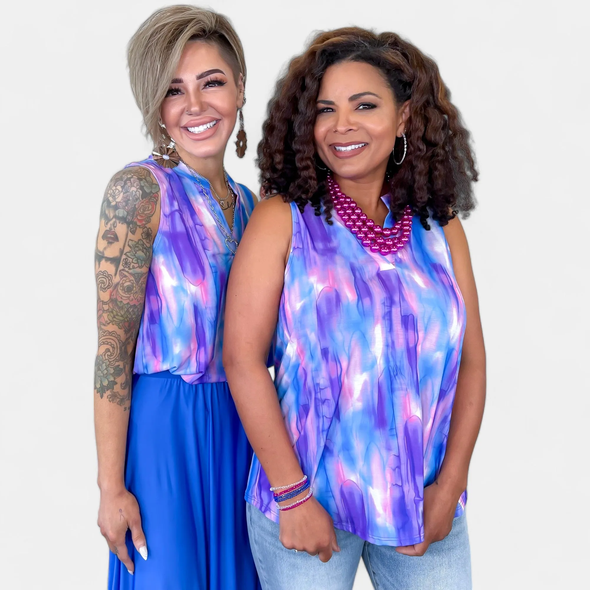 Lavender Blue Abstract Lizzy Tank Top [NO RETURNS]