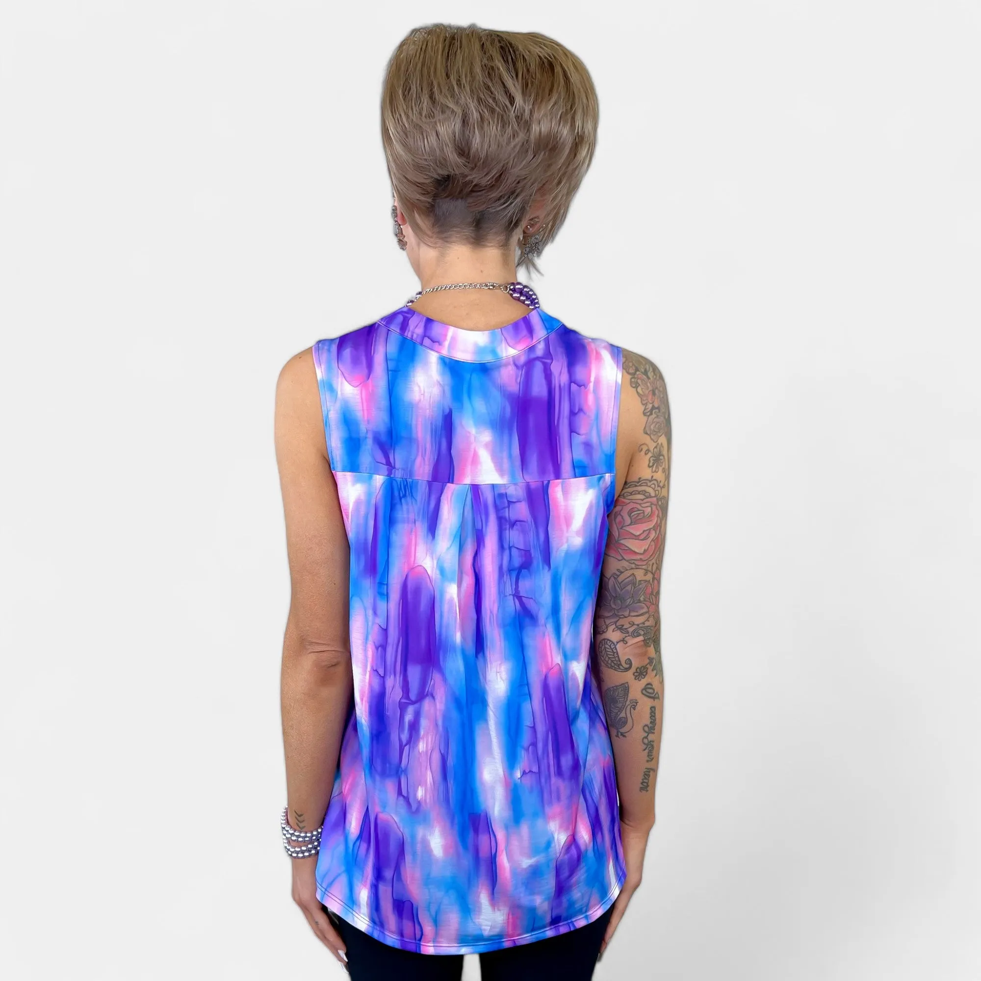 Lavender Blue Abstract Lizzy Tank Top [NO RETURNS]