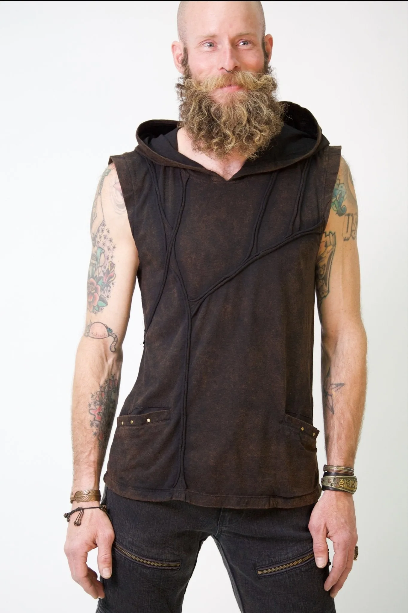 Linear Hooded Tank Top