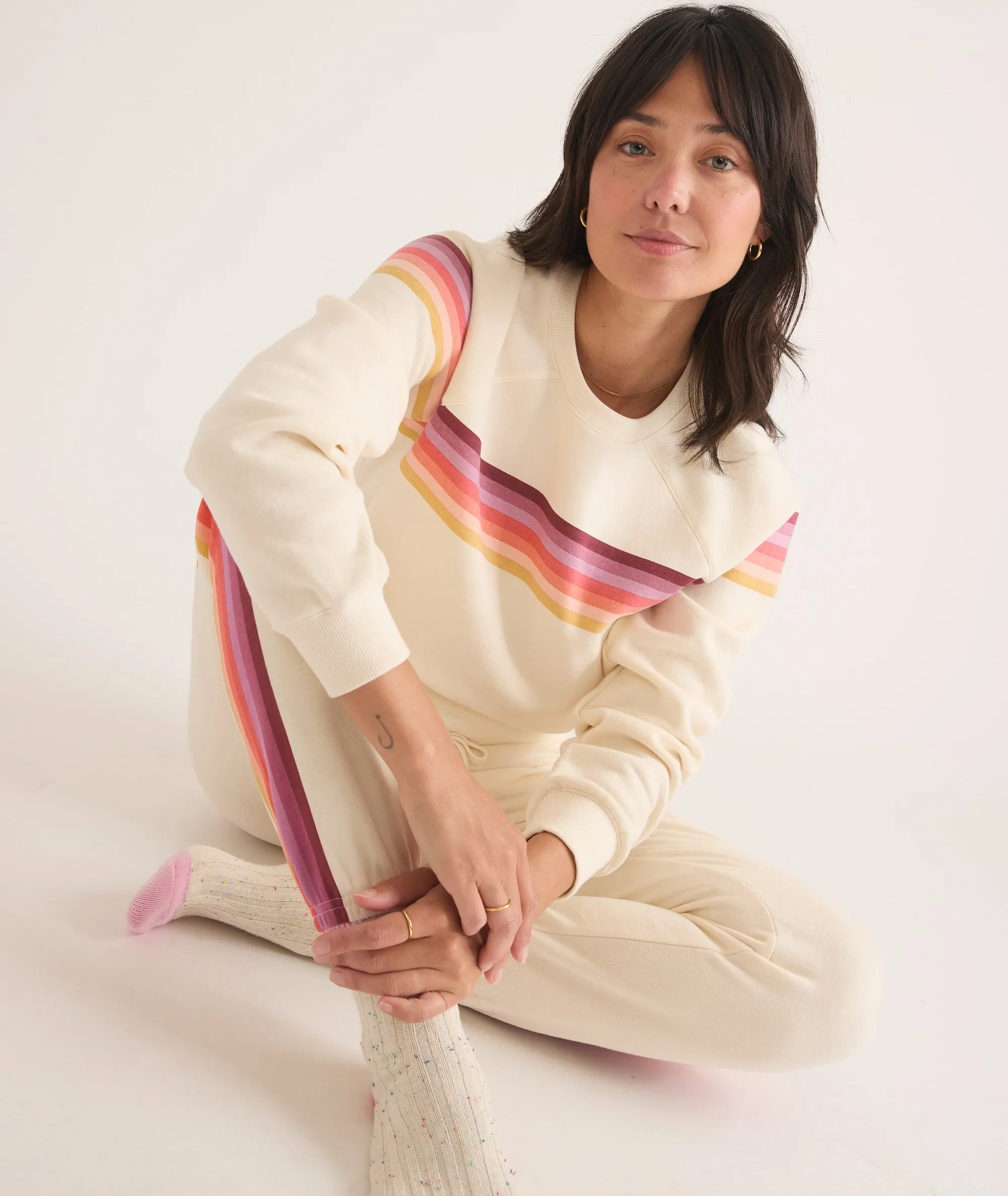 Marine Layer Anytime Sweatpant in Antique White Stripe