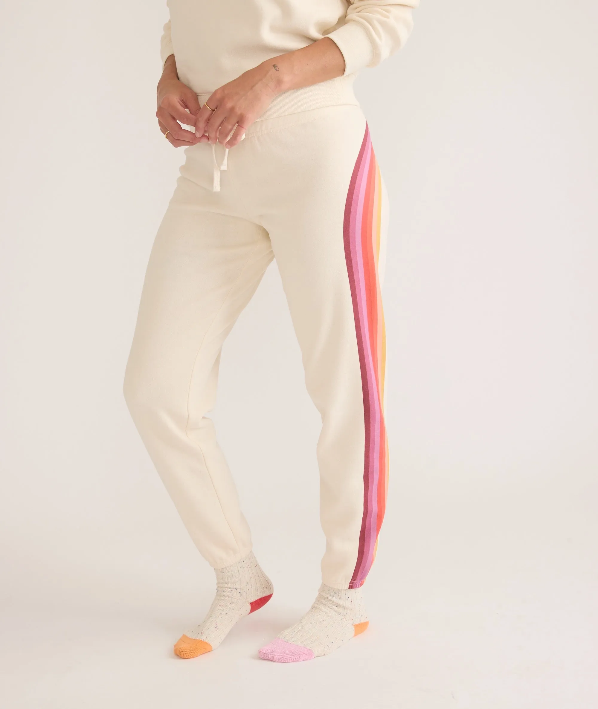 Marine Layer Anytime Sweatpant in Antique White Stripe