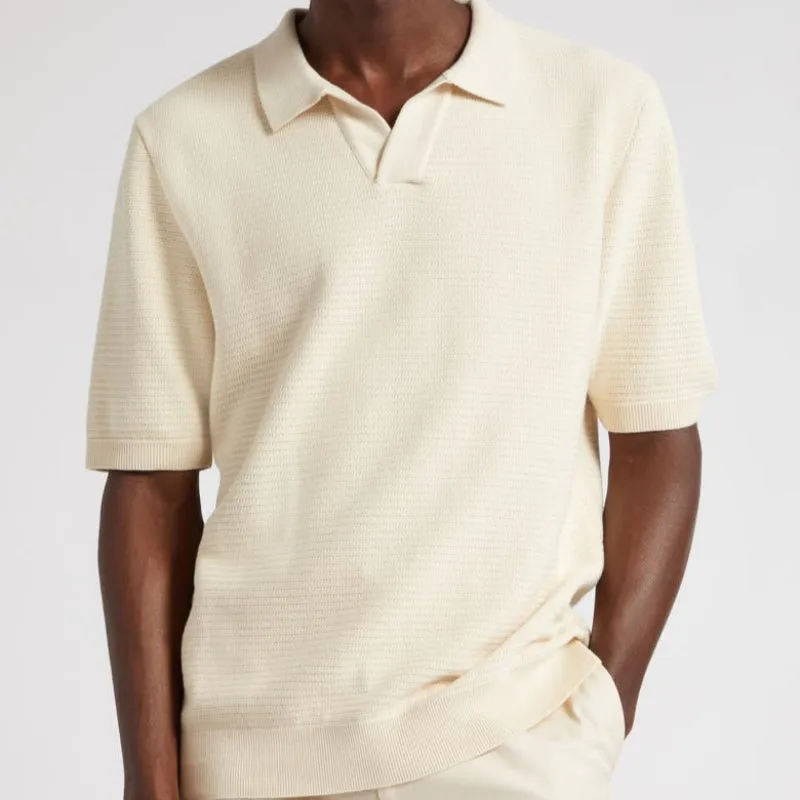 Men's Custom Plain Knit Short Sleeve Polo Shirt